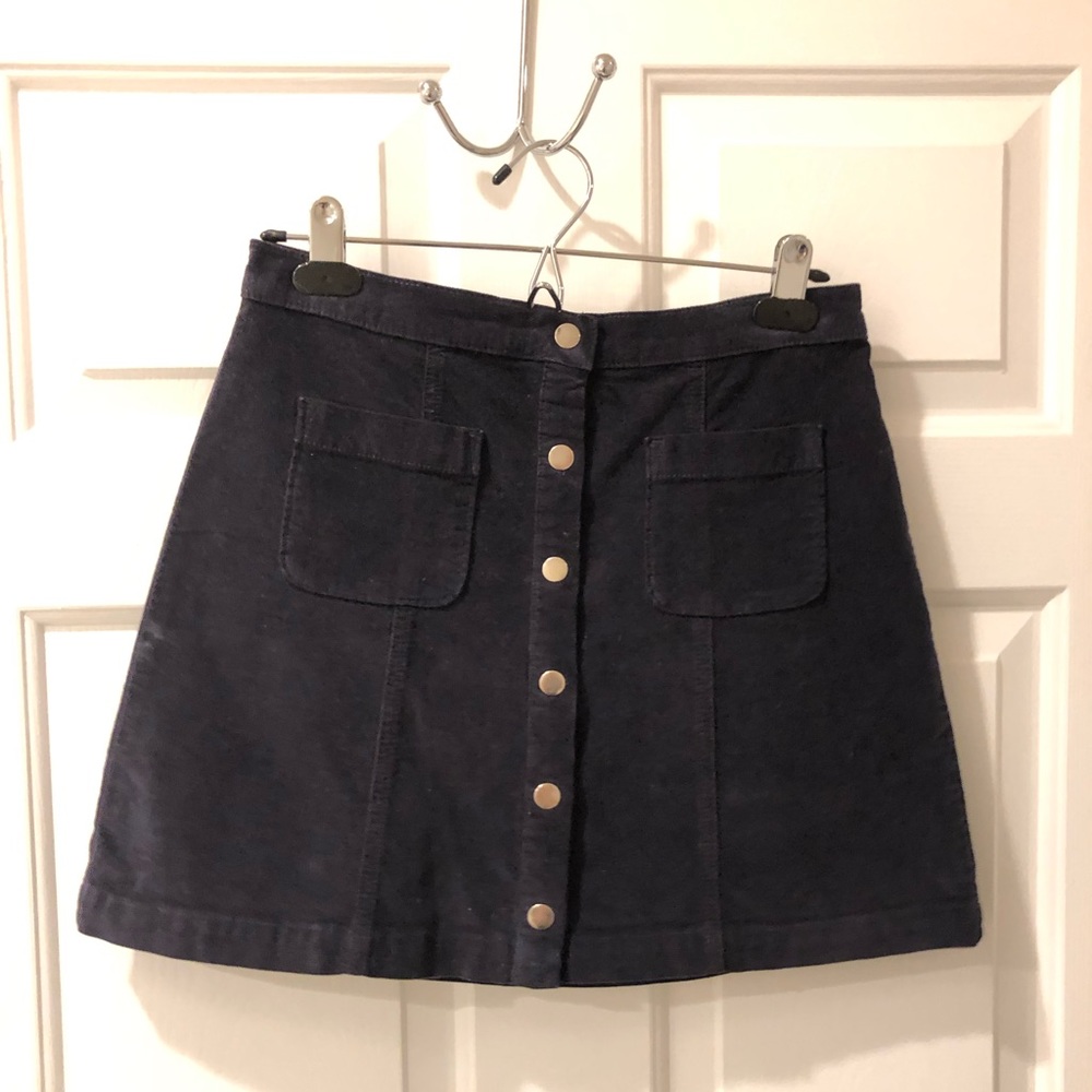 Urban Outfitters Navy Blue Velvet Skirt